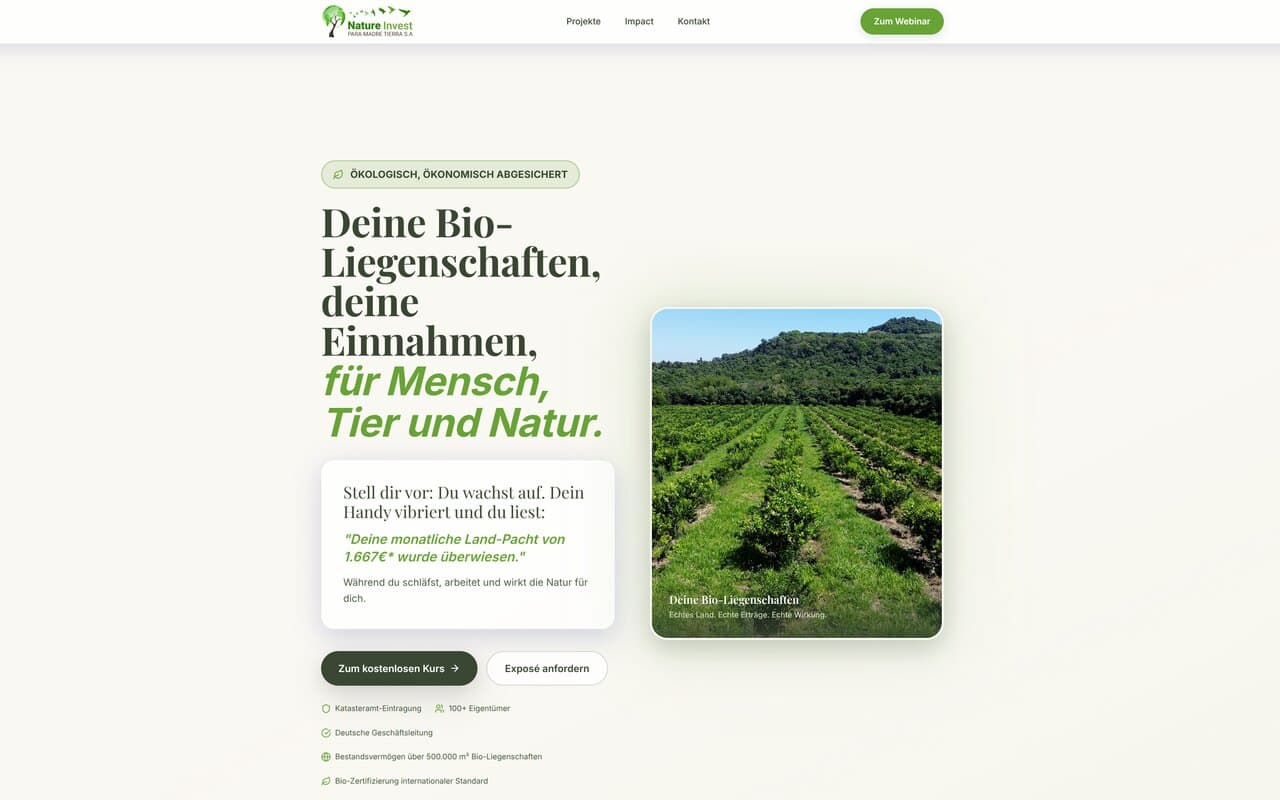 Nature Invest – Corporate Website – web